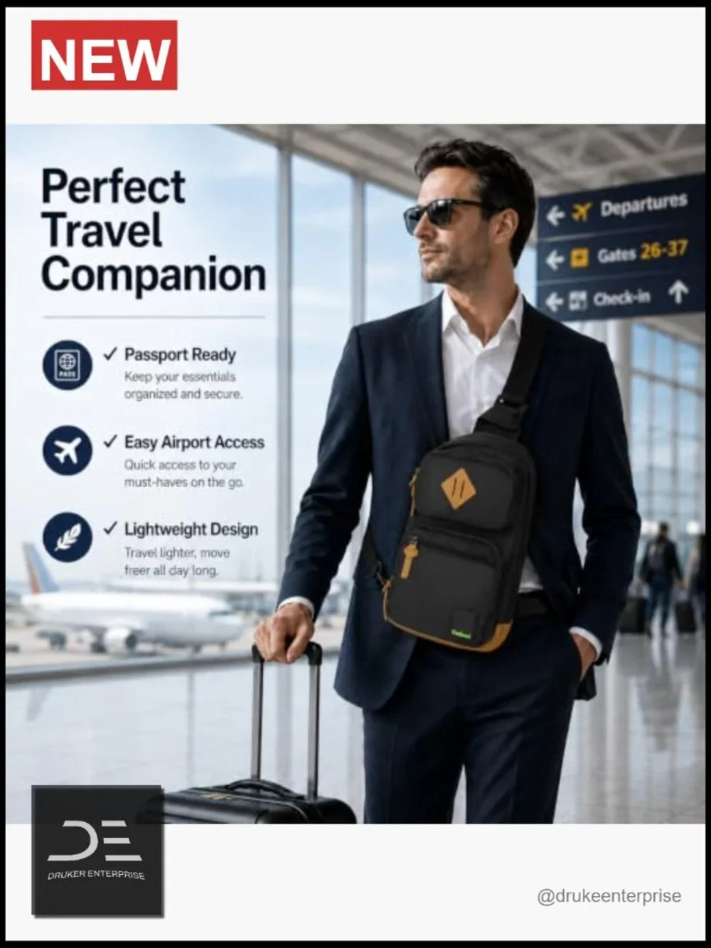 Lightweight Sling Bag Crossbody with Multi-Pockets for Travel and Daily Use